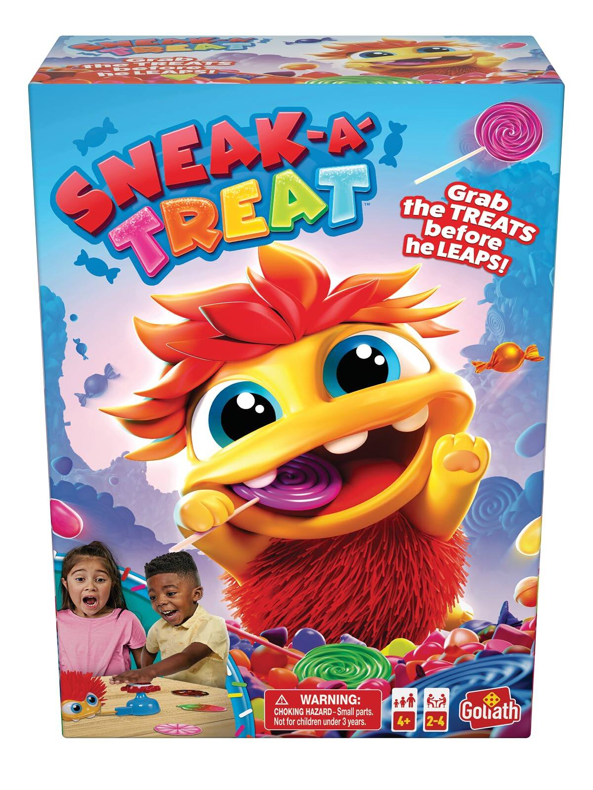 SNEAK-A-TREAT  
Grab the TREATS before he LEAPS!  

WARNING: CHOKING HAZARD - Small parts. Not for children under 3 years.  

Goliath 2-4