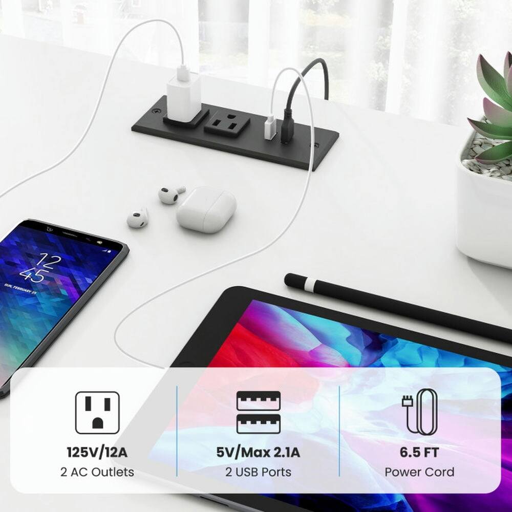 12 - 45 FEENEY  
125V/12A  
2 AC Outlets  
5V/Max 2.1A  
2 USB Ports  
6.5 FT Power Cord