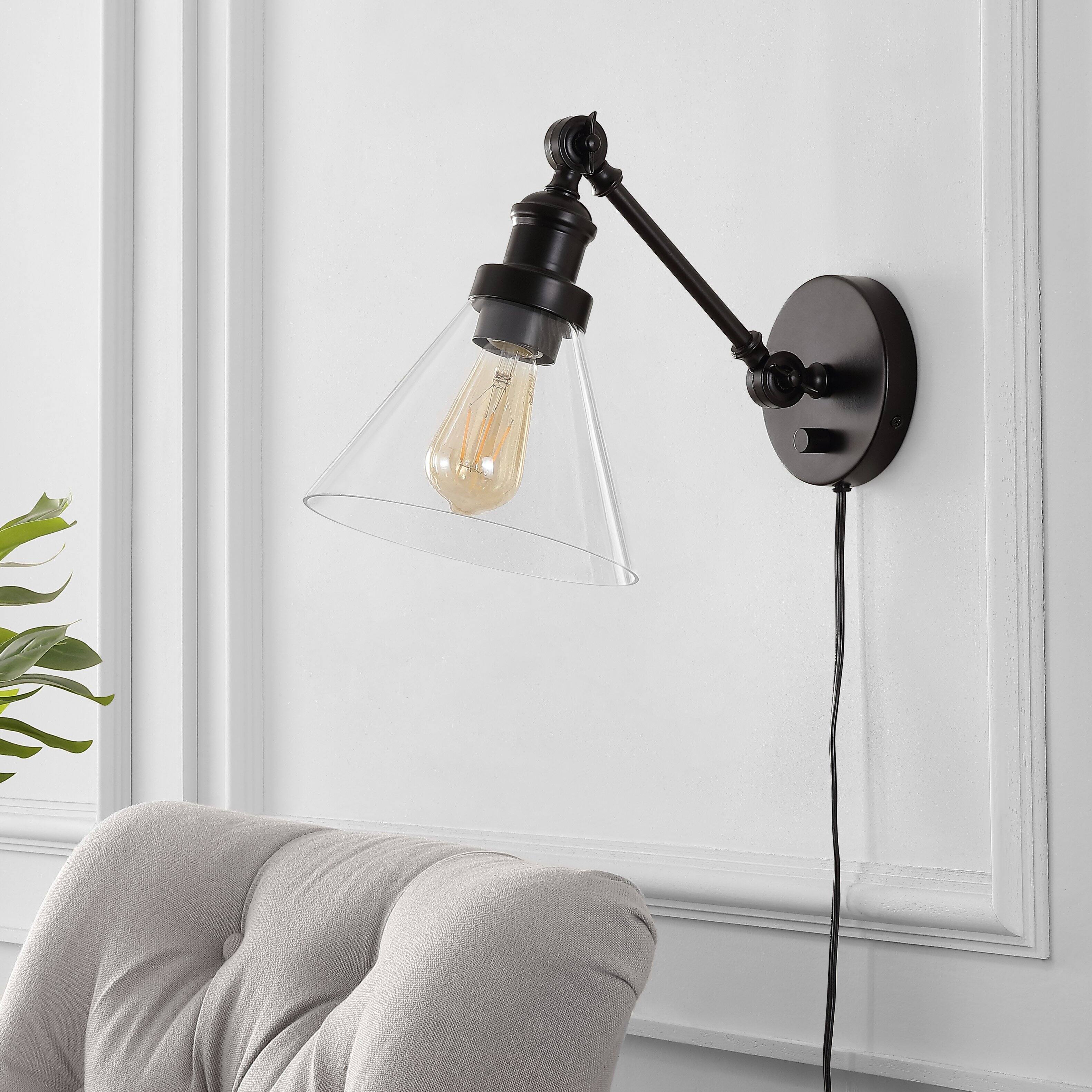 Alt View 7. Jonathan Y - Cowie 8" Iron/Glass Adjustable LED Wall Sconce, Oil Rubbed Bronze - Oil Rubbed Bronze.