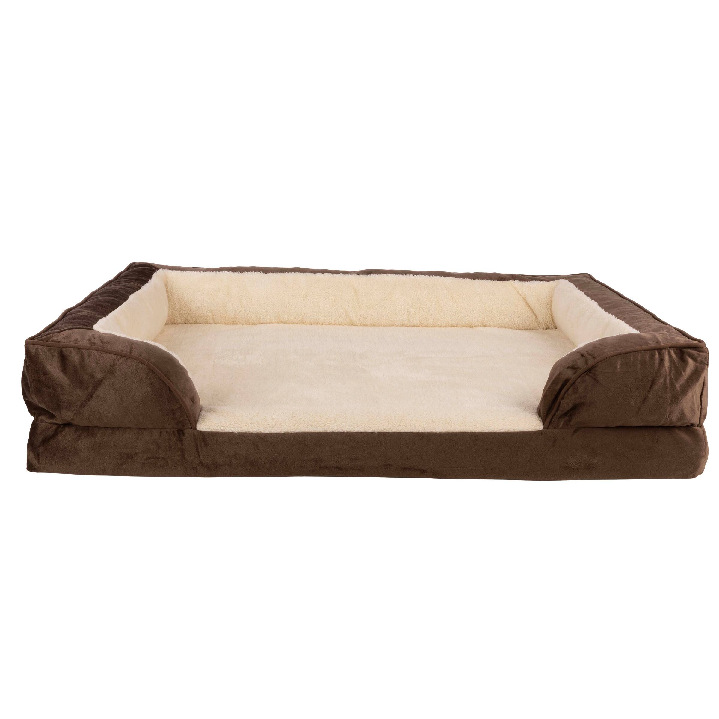 PetMaker - Orthopedic Dog Bed with Bolster - Brown