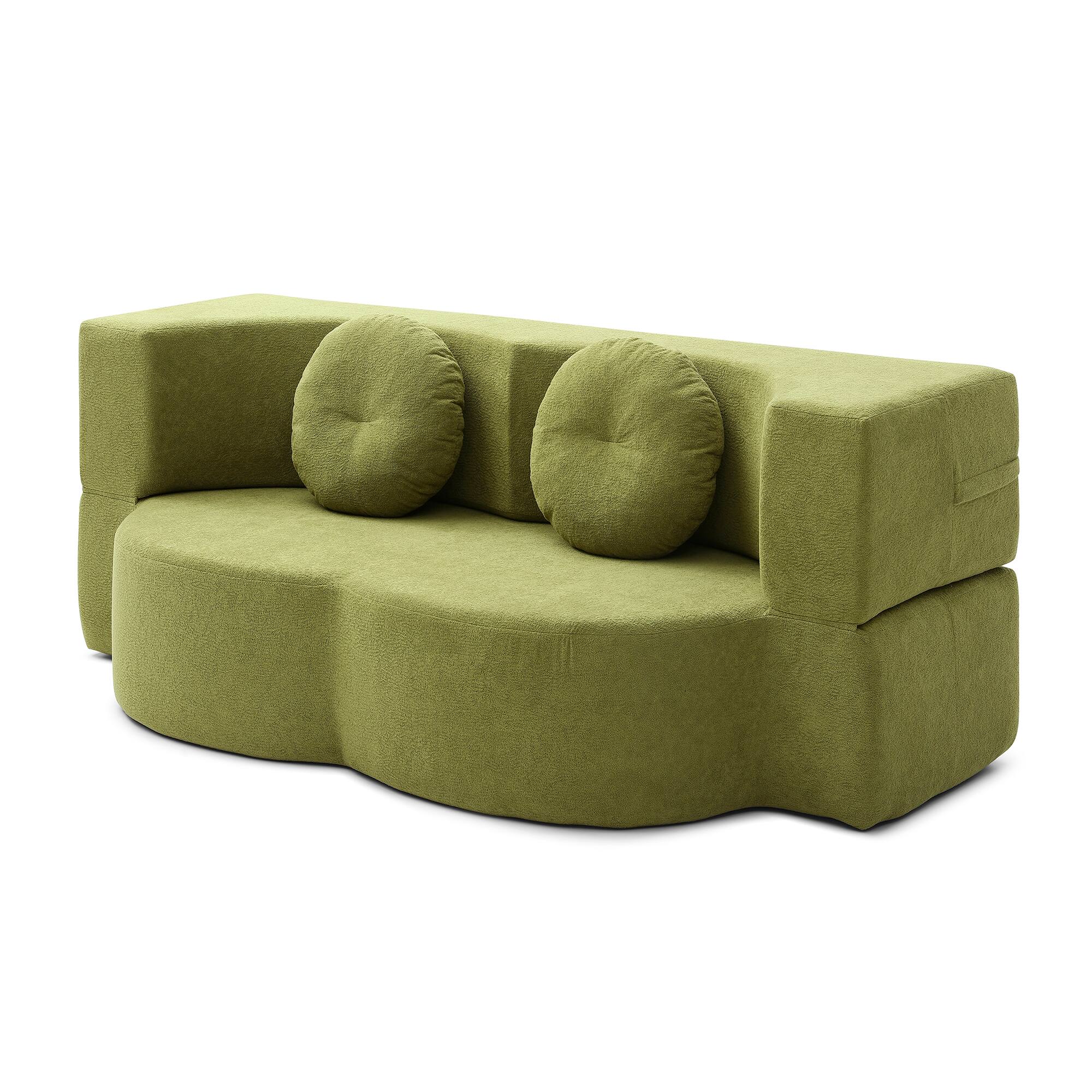 Alt View 2. Roomtec - 2in1 Folding Sofa Bed with Pillow Twin Sleeper Sofa Floor Futon Loveseat Couch Foam Folding Mattress Sleeper for Living - Green.