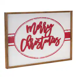 BreeBe - Wood Merry Christmas Sign 27.5"L - Red, White