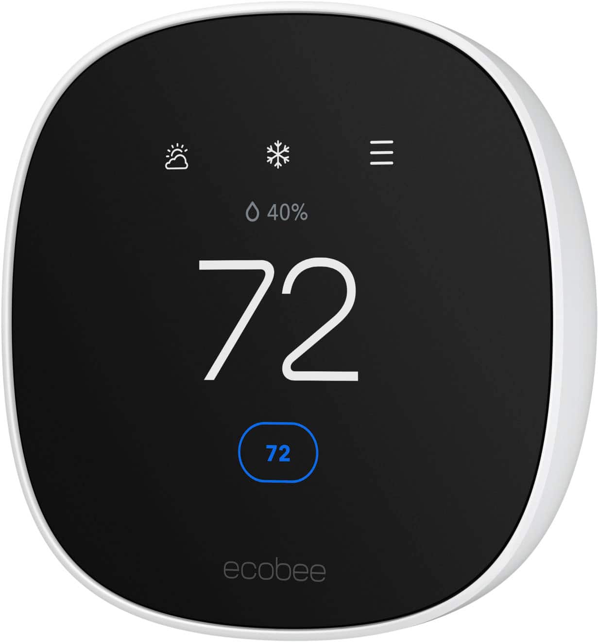 ecobee - Smart Thermostat Essential - Programmable Wi-Fi Thermostat - Works with Siri, Alexa, and Google Assistant - White - Front_Zoom