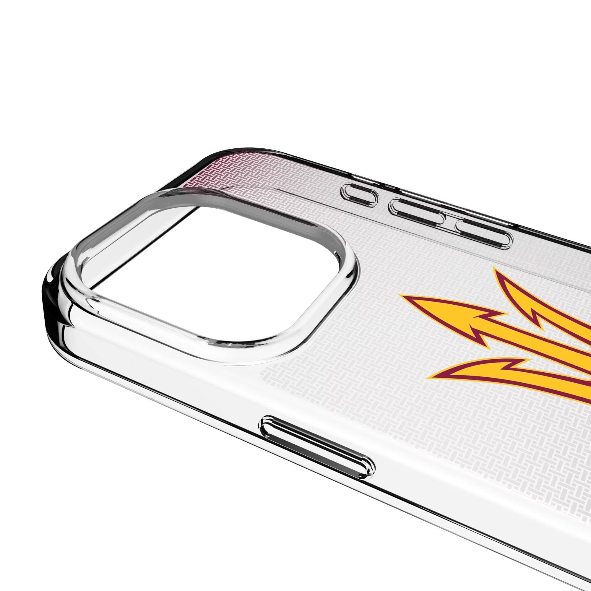 Alt View 2. Keyscaper - Arizona State Sun Devils Linen Logo iPhone Clear Case - 16 Pro Max - Multicolor.