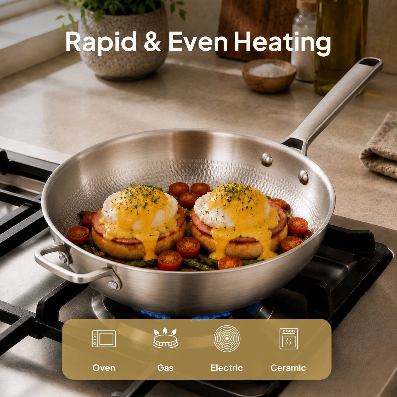 Rapid & Even Heating

Oven
Gas
Electric
Ceramic