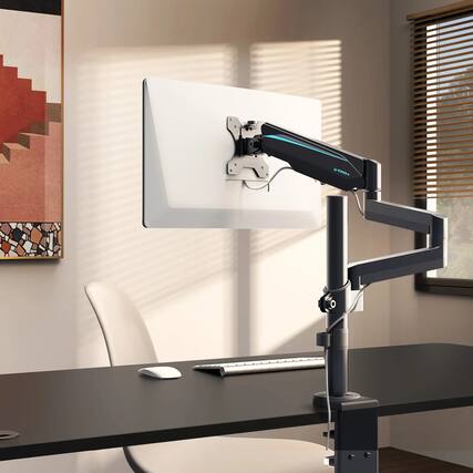 Front. Eureka Ergonomic - Adjustable Gas Spring Single Monitor Desk Mount for Screens 13"-32" - Black.