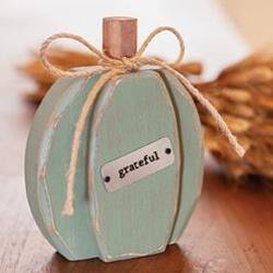 Angle. BreeBe - *Grateful Teal Chunky Pumpkin Sitter - Teal.