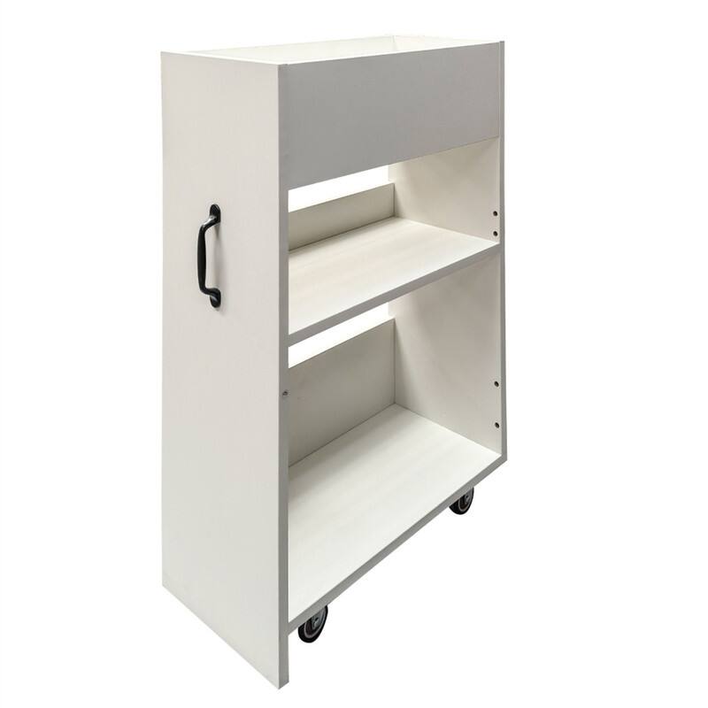 Alt View 9. HTUTWOO - Pull Out Mobile Dust Proof File Cabinet with Wheels -3 Tier Wooden Floor Standing Bookcase with Slide Out Drawer Storage - White.