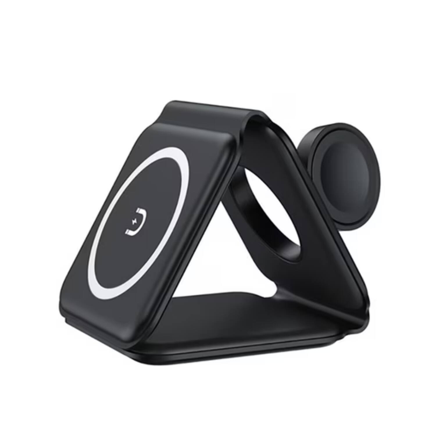 Angle. Stock Preferred - 3-in-1 Foldable Wireless Charger for iPhone, Apple Watch & AirPods Black - Black.