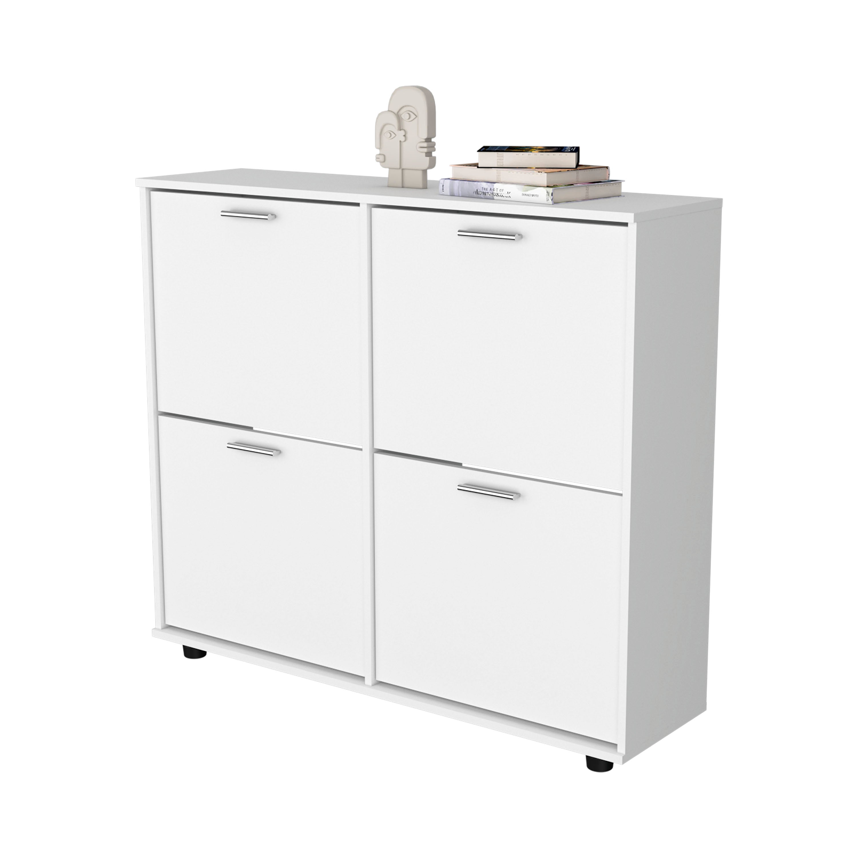Alt View 1. TinyHomie - White Tilt-Out Shoe Storage Cabinet with Multiple Compartments and Modern Desig - White.