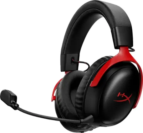 Front. HyperX - Cloud III S Wireless Gaming Headset for PC, PS5, PS4, Nintendo Switch, Mac, and Mobile - Red/Black.