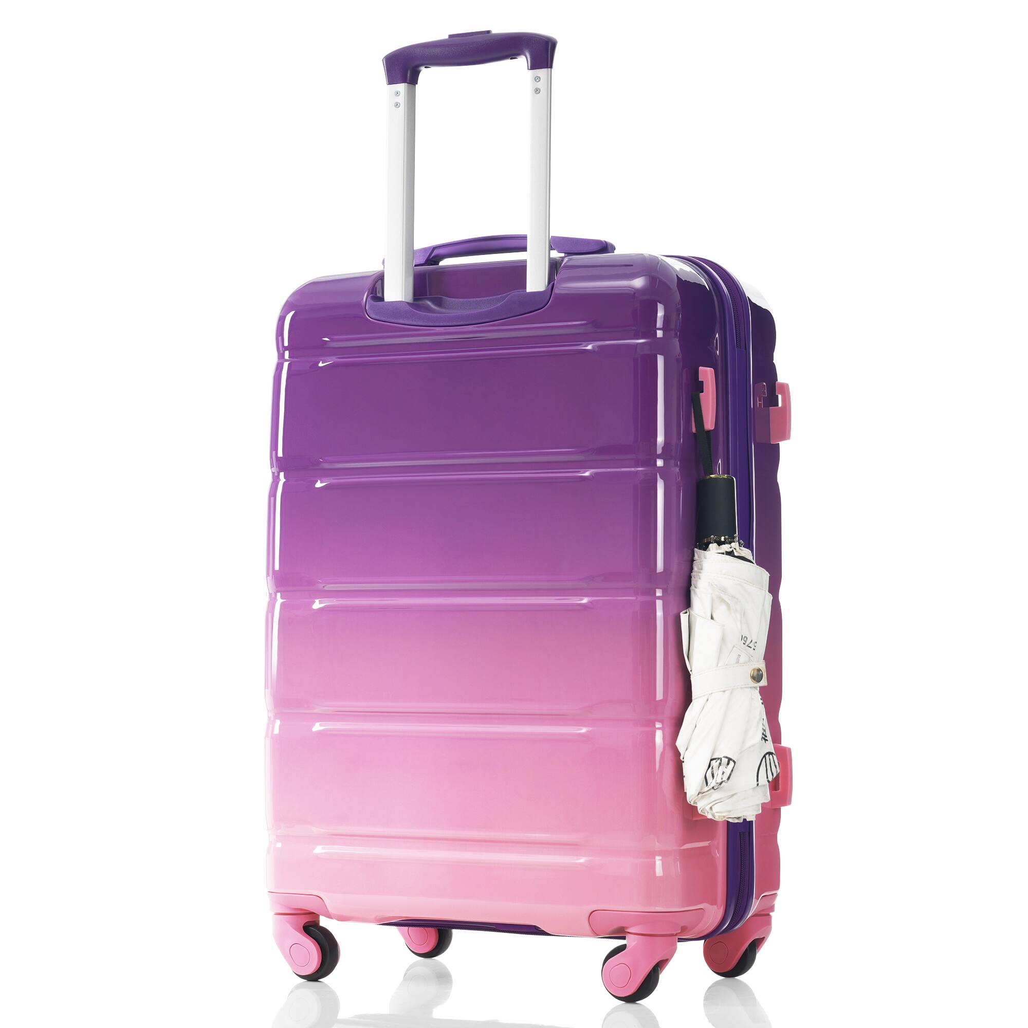Alt View 8. Ecooso - 20/24/28-Inch 3-Piece Lightweight Hardshell Luggage Set with USB Port, Spinner Wheels, and Side Hooks - Purple.