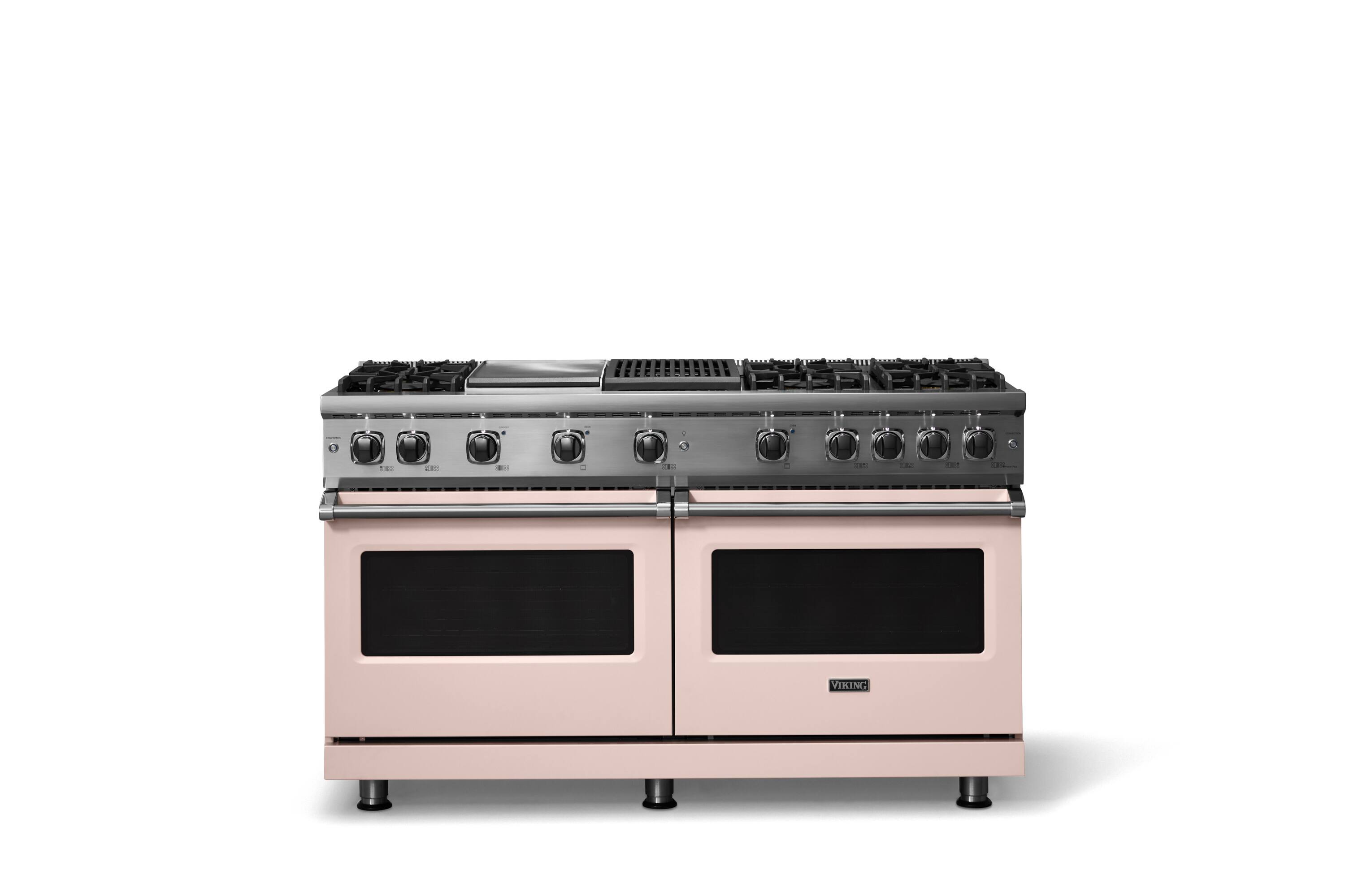 Alt View 1. Viking - 8.0 Cu. Ft. 60"W. Professional 5 Series Freestanding Double Oven Gas Convection Range - Blush.