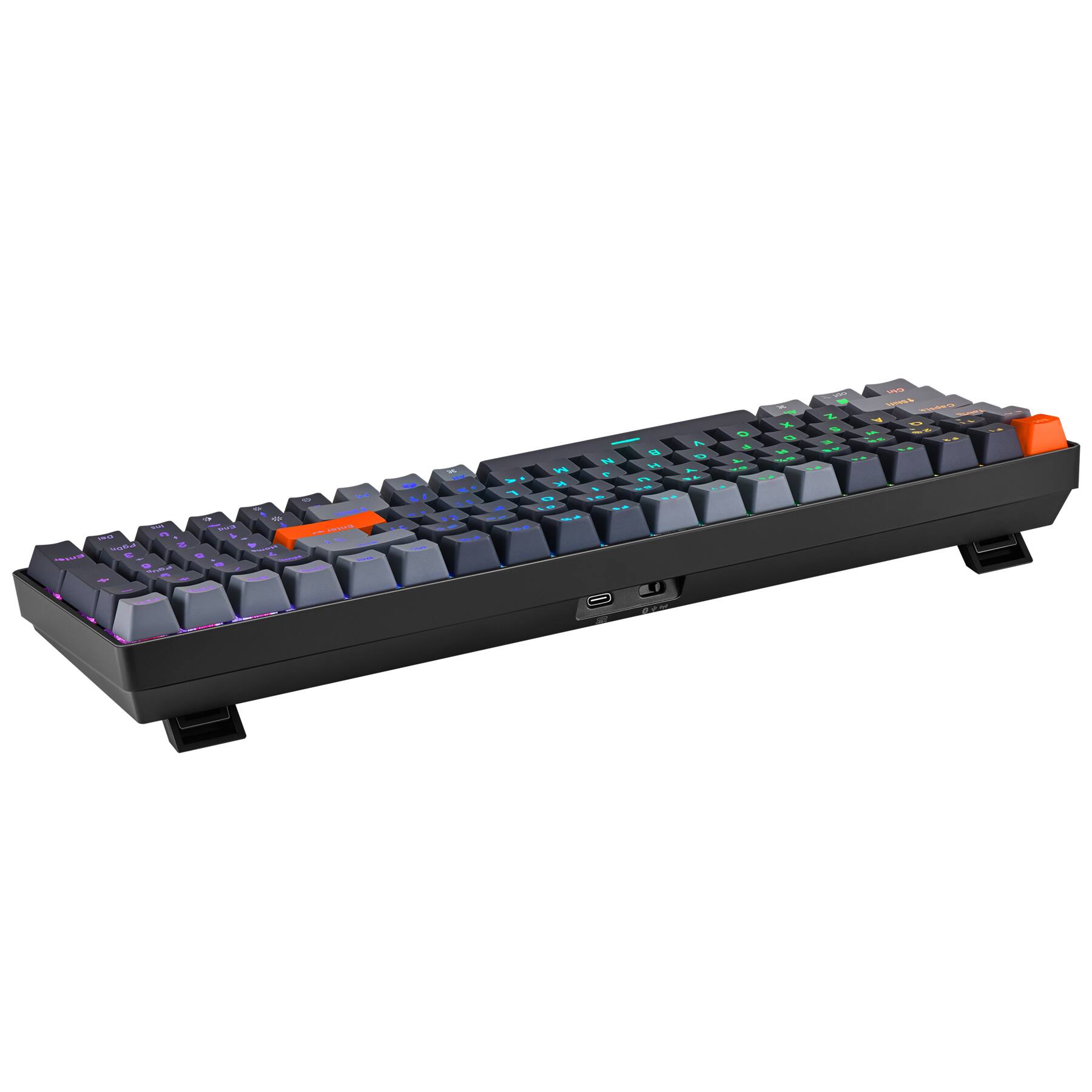 Angle. Adesso - EasyTouch 1200 Wired/Wireless/Bluetooth QMK VIA Mechanical Extended Keyboard - Black.
