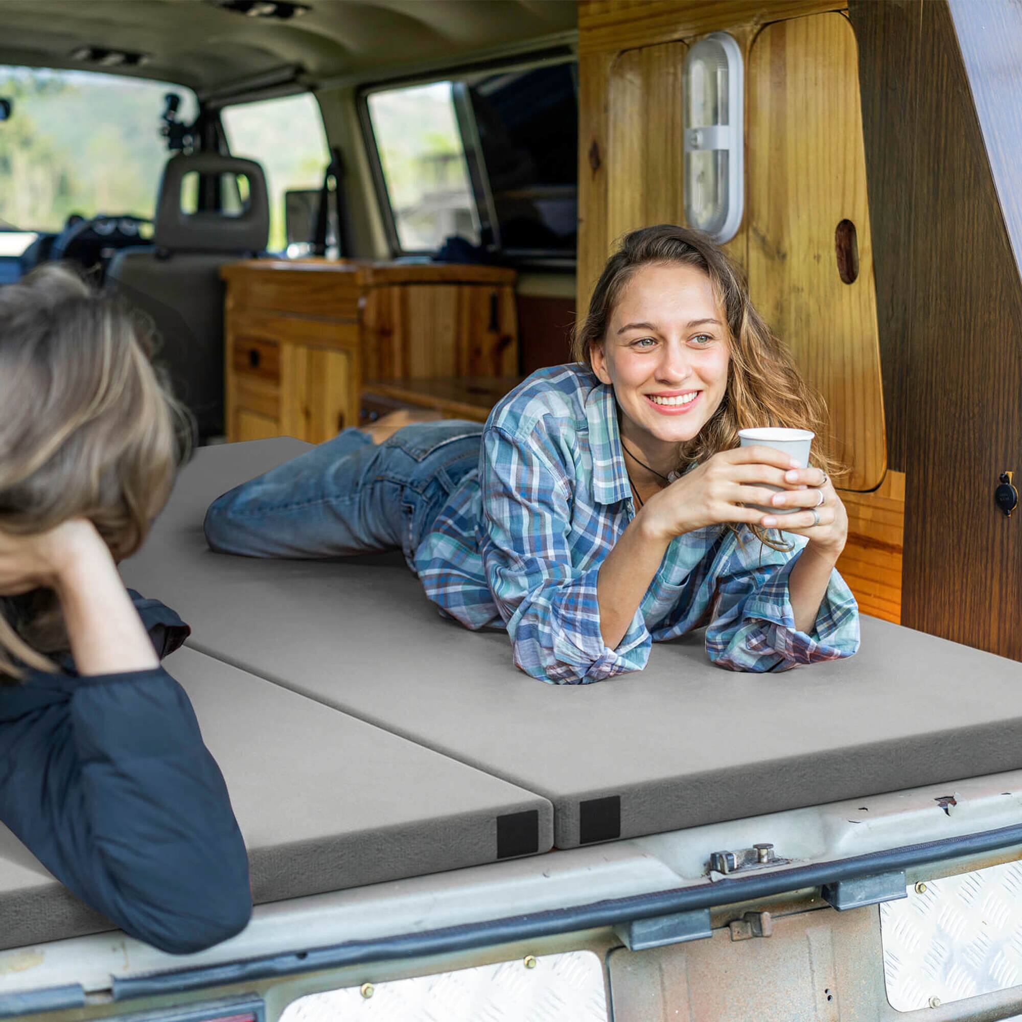 Alt View 3. Costway - Costway Memory Foam Camping Mattress with Anti-slip Bottom Travel Bag for Outdoor Sleeping Gray - Gray.