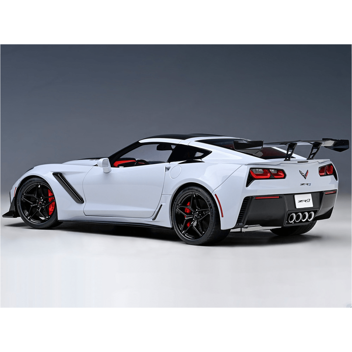 Alt View 9. Autoart - 2019 Chevrolet Corvette C7 ZR1 Ceramic Matrix Gray Metallic with Carbon Top 1/18 Model Car by Autoart.