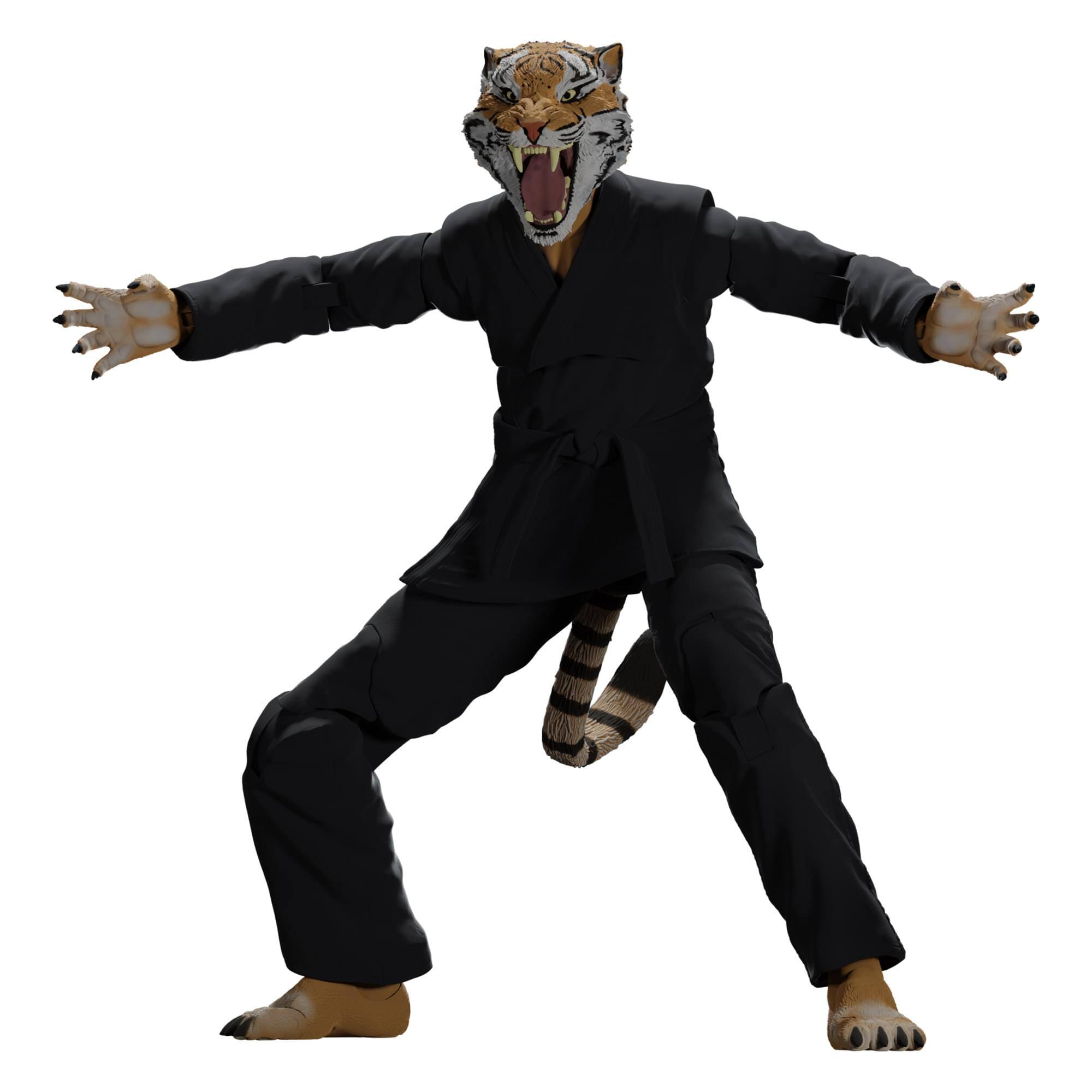 Alt View 1. Icon Heroes - Zoo Jitsu Fighters 6 Inch Action Figure | Tiago the Tiger with Black Gi - Black.