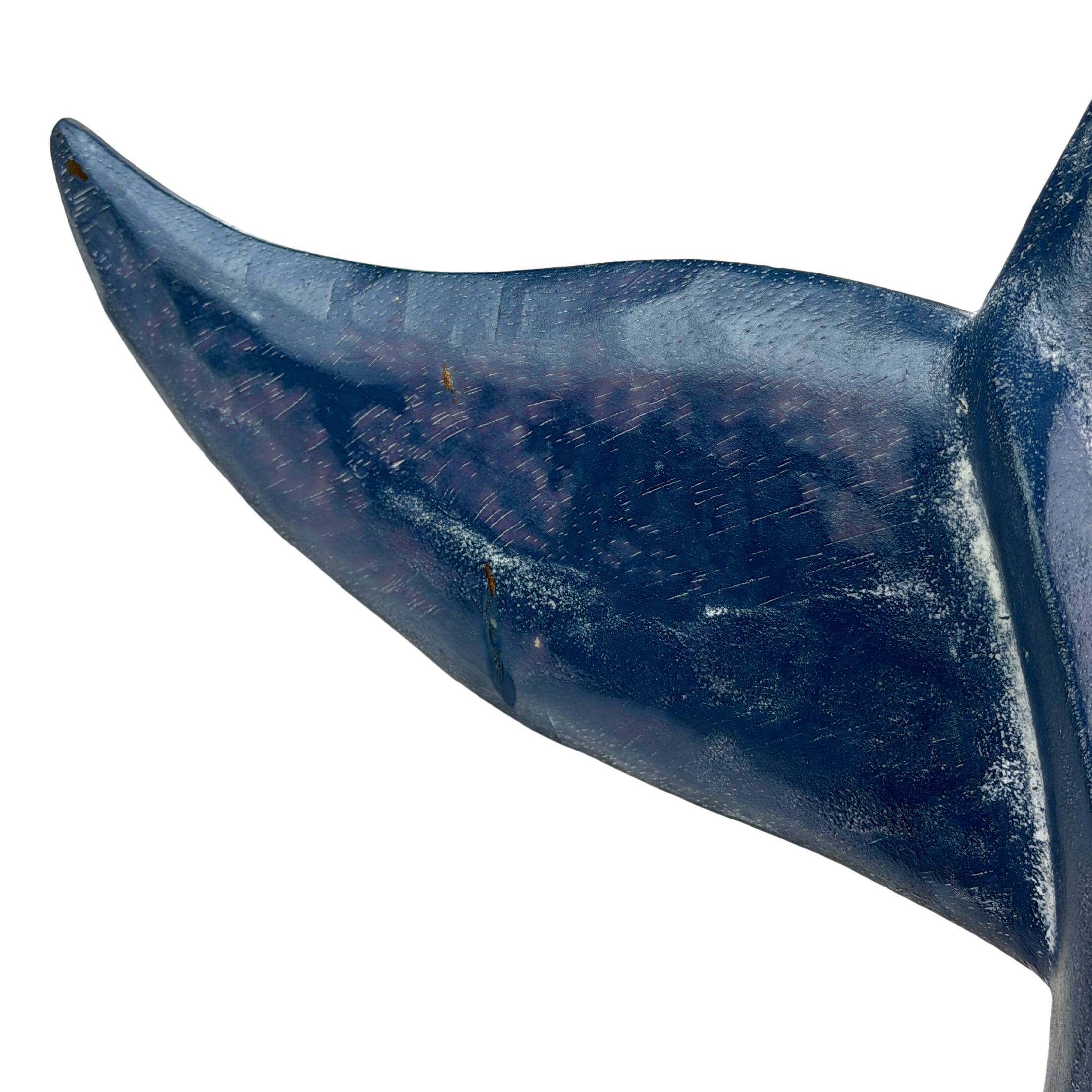 Alt View 8. Things2Die4 - Blue Wooden Whale Tail Sculpture 25 Inch Nautical Coastal Freestanding Decor - Blue.