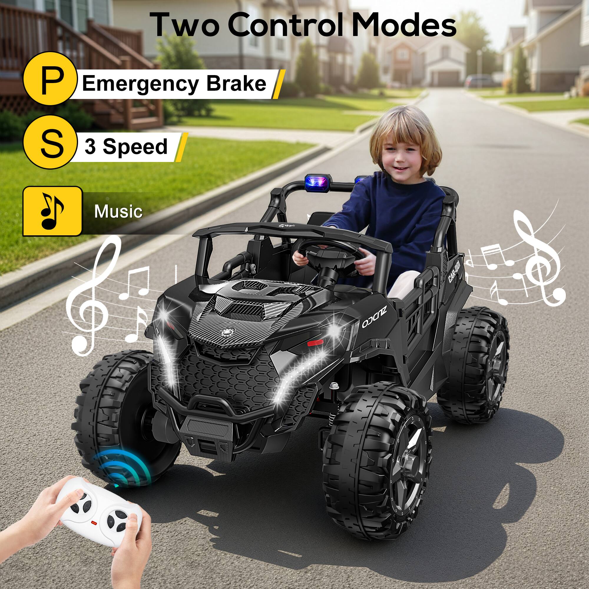 Two Control Modes  
P Emergency Brake  
S 3 Speed  
Music