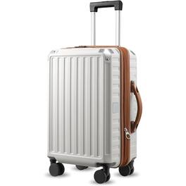 LUGGEX - 20 Inch Carry On Luggage Airline Approved, PC Expandable Hard Shell Suitcases with Spinner Wheels - LX-EX - White