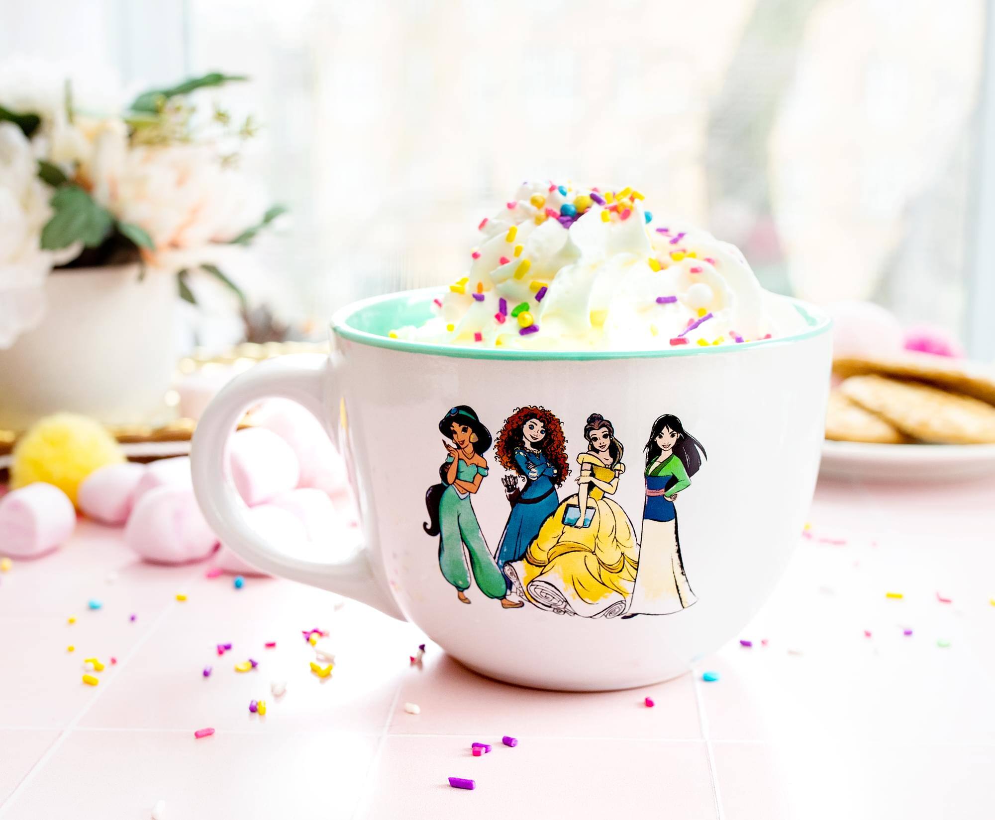 Alt View 3. Silver Buffalo - Disney Princess Royal Gathering Ceramic Soup Mug | Holds 24 Ounces - White.