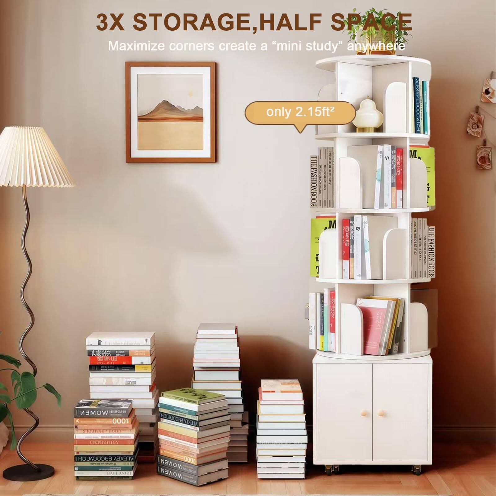 3X STORAGE, HALF SPACE  
Maximize corners create a "mini study" anywhere  
only 2.15ft²