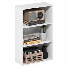 Furinno - Basic 3-Tier Open Shelf Bookcase, Bookshelf, Storage Organizer, 7 x 17 x 26 - White