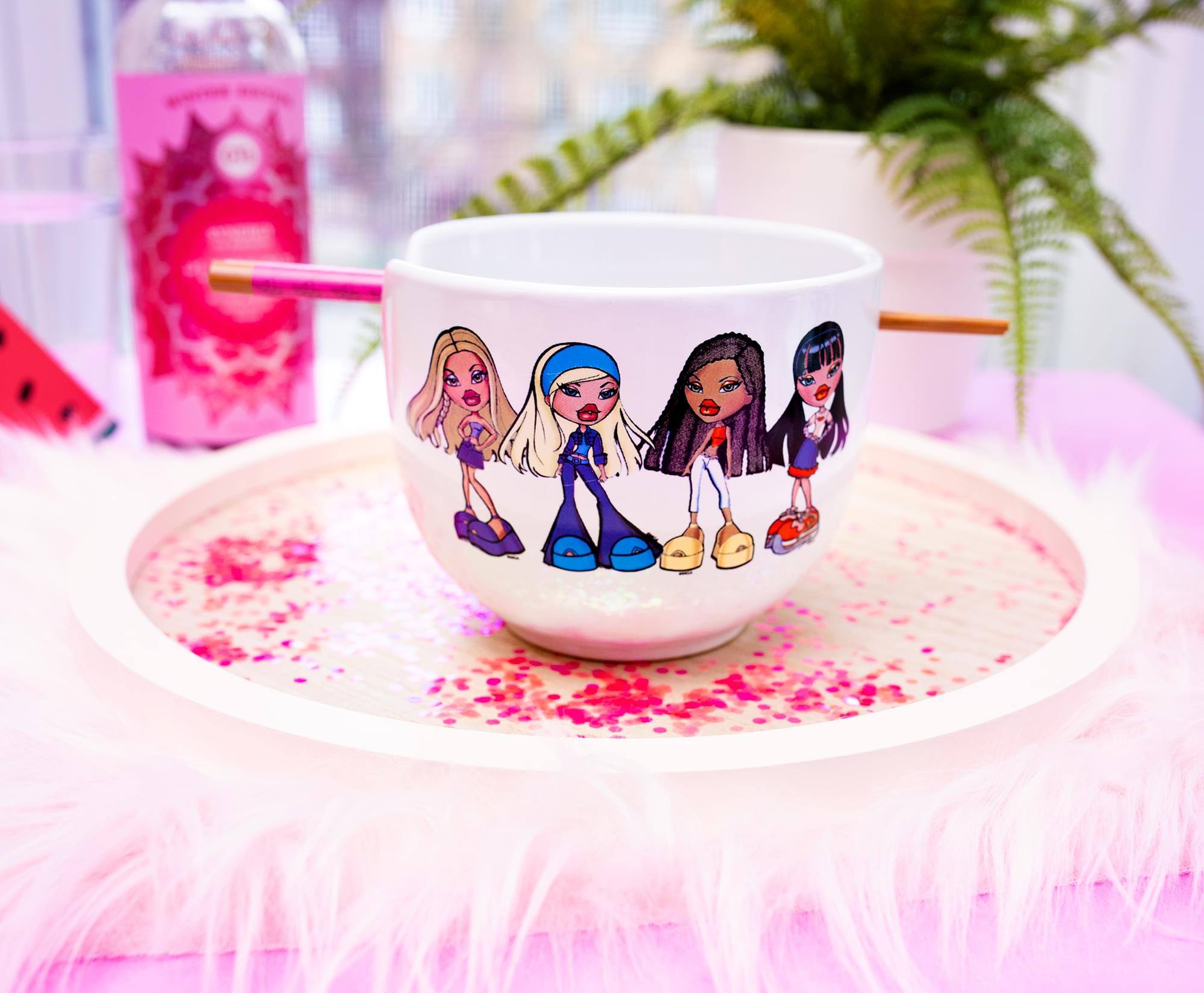 Alt View 10. Silver Buffalo - Bratz 20-Ounce Ceramic Ramen Bowl and Chopstick Set - Pink.