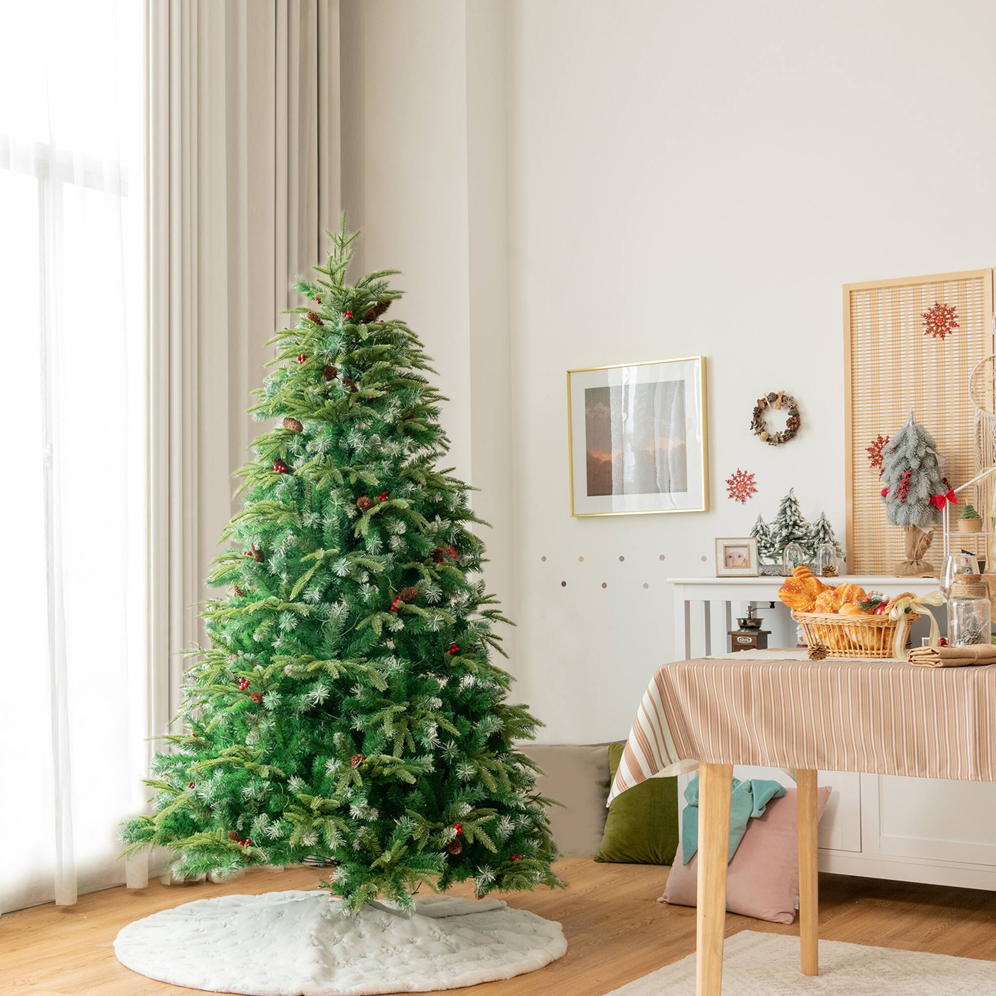 Alt View 2. Gymax - Gymax 5 FT Pre-Lit Artificial Christmas Tree Hinged Xmas Tree w/ 11 Flash Modes - Green.