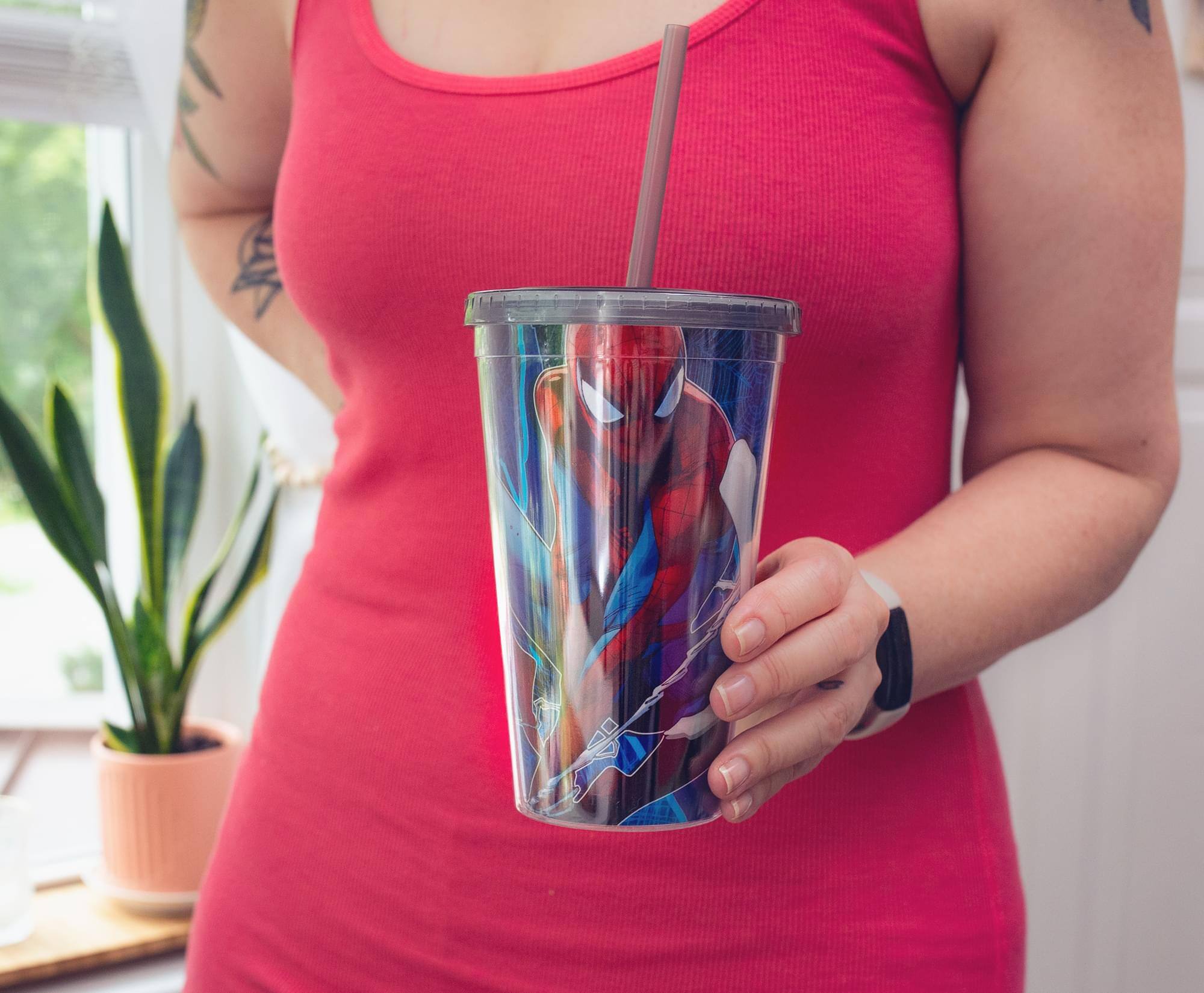 Alt View 3. Marvel - Marvel Spider-Man Vs. Venom Carnival Cup With Lid and Straw | Holds 20 Ounces - Black.