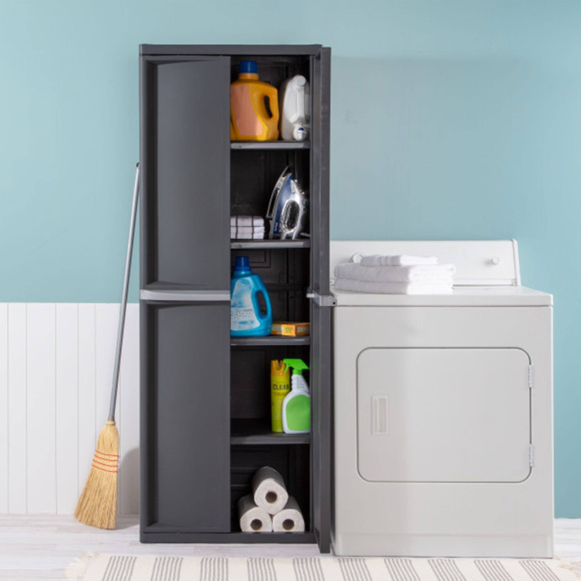 Alt View 7. Sterilite - Sterilite 5 Shelf Plastic Storage Unit & Garage & Pantry Storage Cabinet, Gray - Gray.