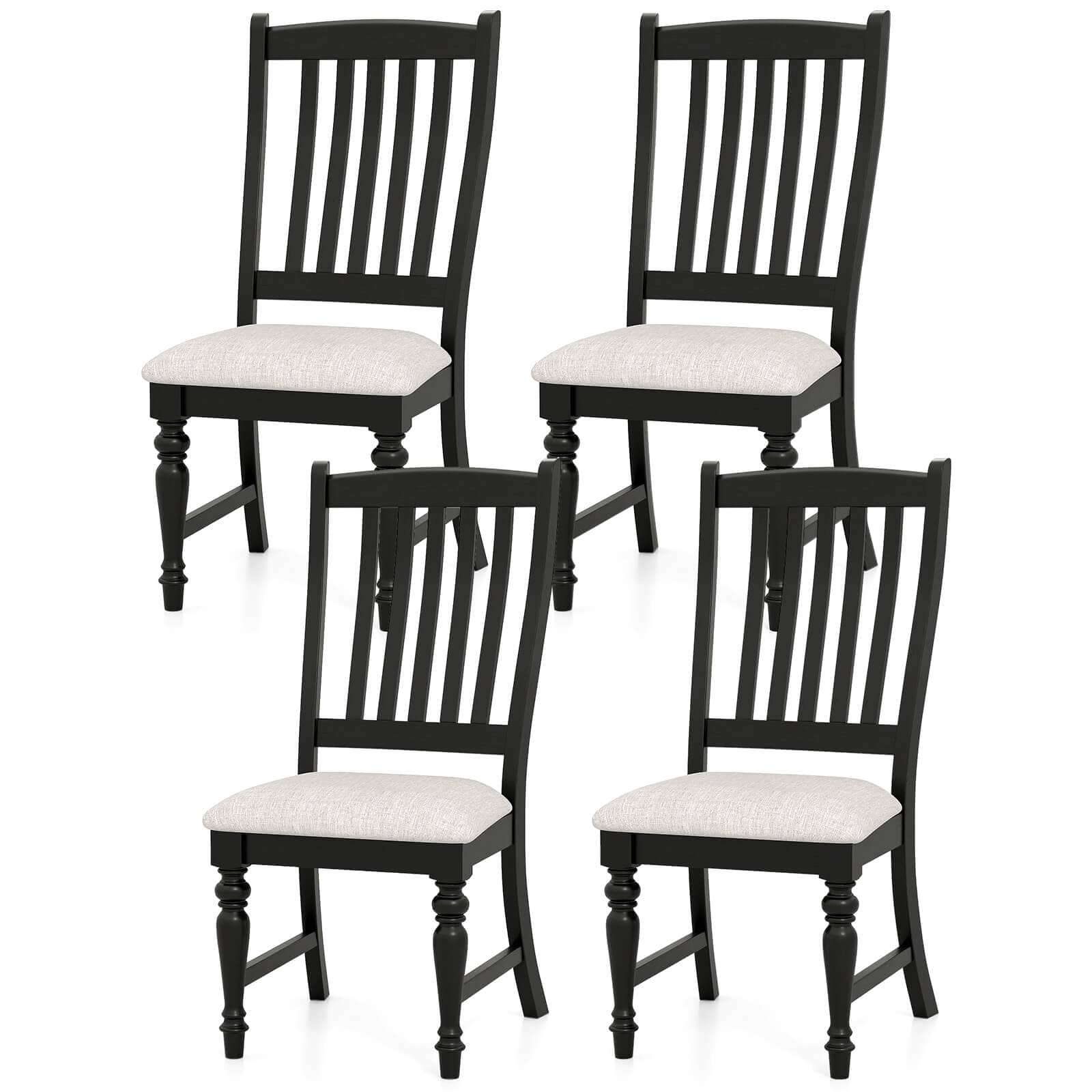 Costway - Set of 4 Dining Chairs with Solid Wood Legs & Padded Seat Kitchen Side Chair - White,Black price history on PriceWatchPro