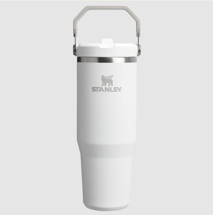 Stanley - 30oz Tumbler Grey Lid Top Handle Water Bottles - White