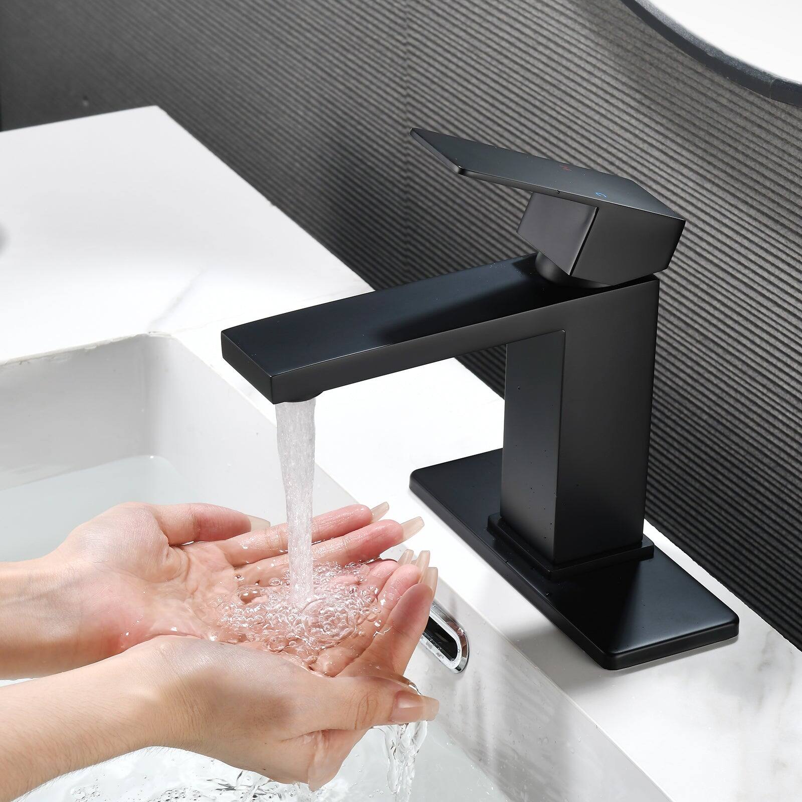 Alt View 3. Boyel Living - Black Faucet SUS304 Aerator Spout cUPC Cartridge 60cm Supply Line Pop Up Drain - Matte Black.