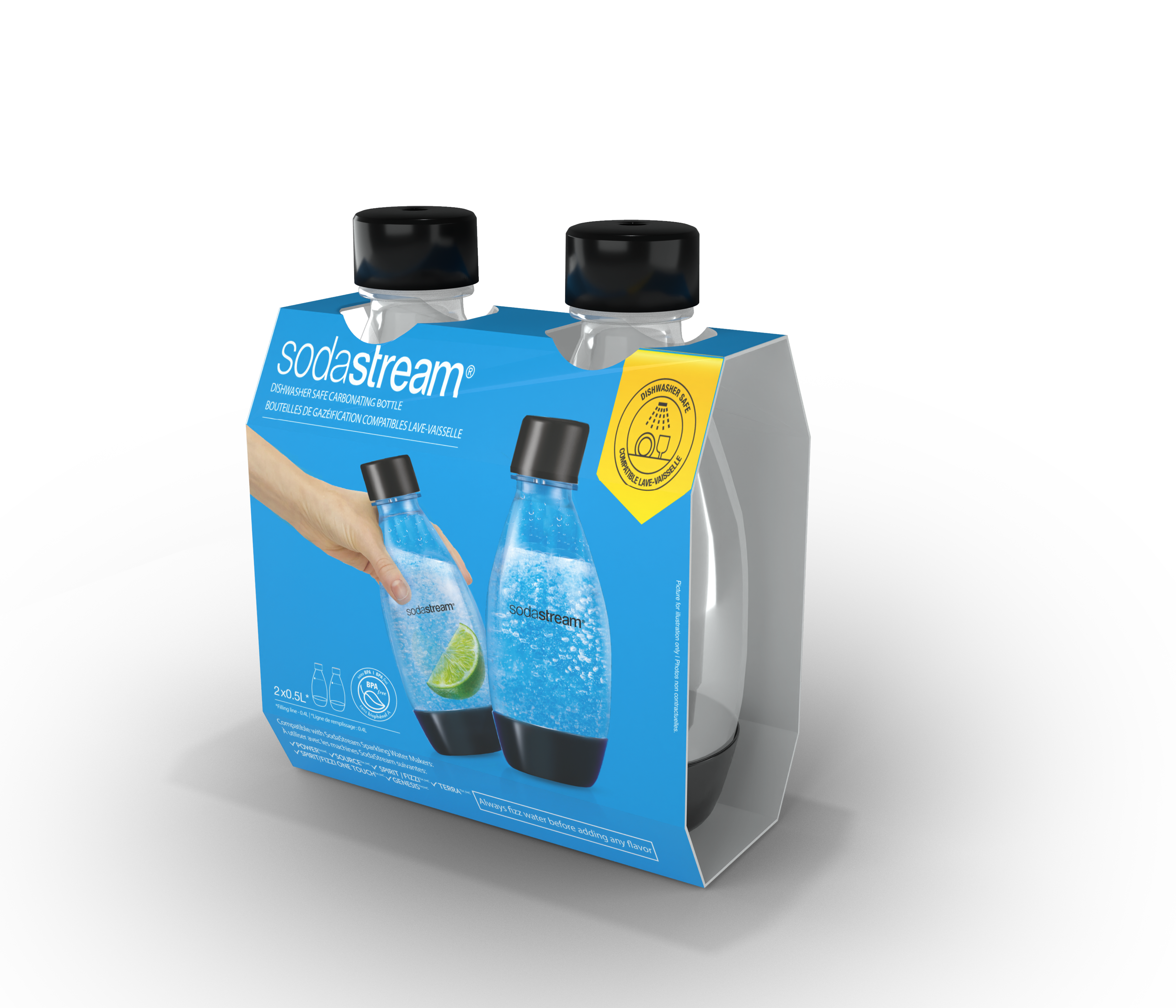 SodaStream - DWS .5L Bottle (2-Pack) - Black
