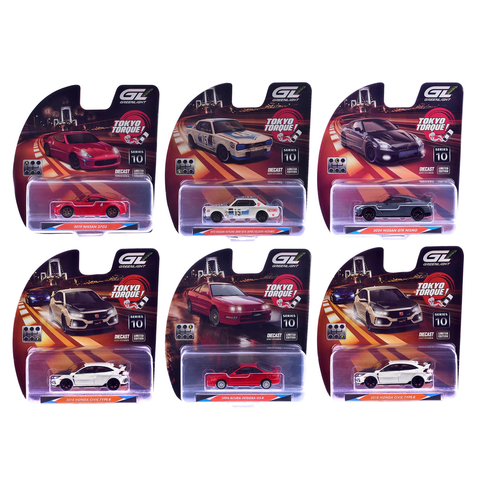 """Tokyo Torque"" Series 10 Set of 6 pieces 1/64 Diecast Model Cars by Greenlight" price history on PriceWatchPro