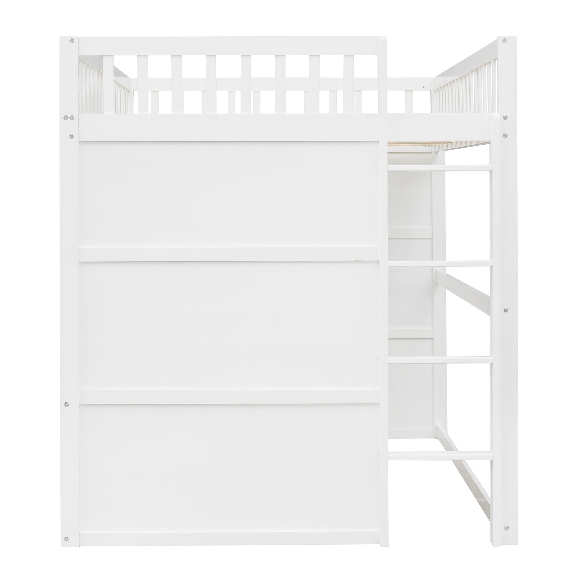 Alt View 4. Whisen - Wood Loft Bed with Ladder,Sturdy Elevated Platform Bed Frame for Kids and Teens - White.