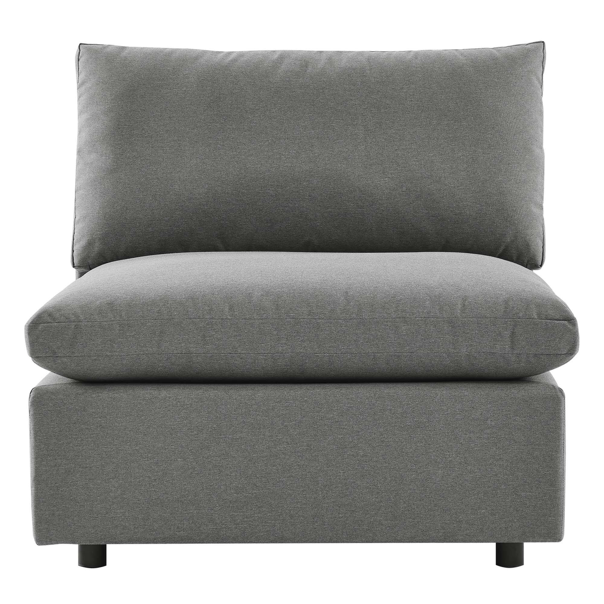Alt View 2. Modway - Commix Overstuffed Outdoor Patio Armless Chair by Modway - Charcoal.