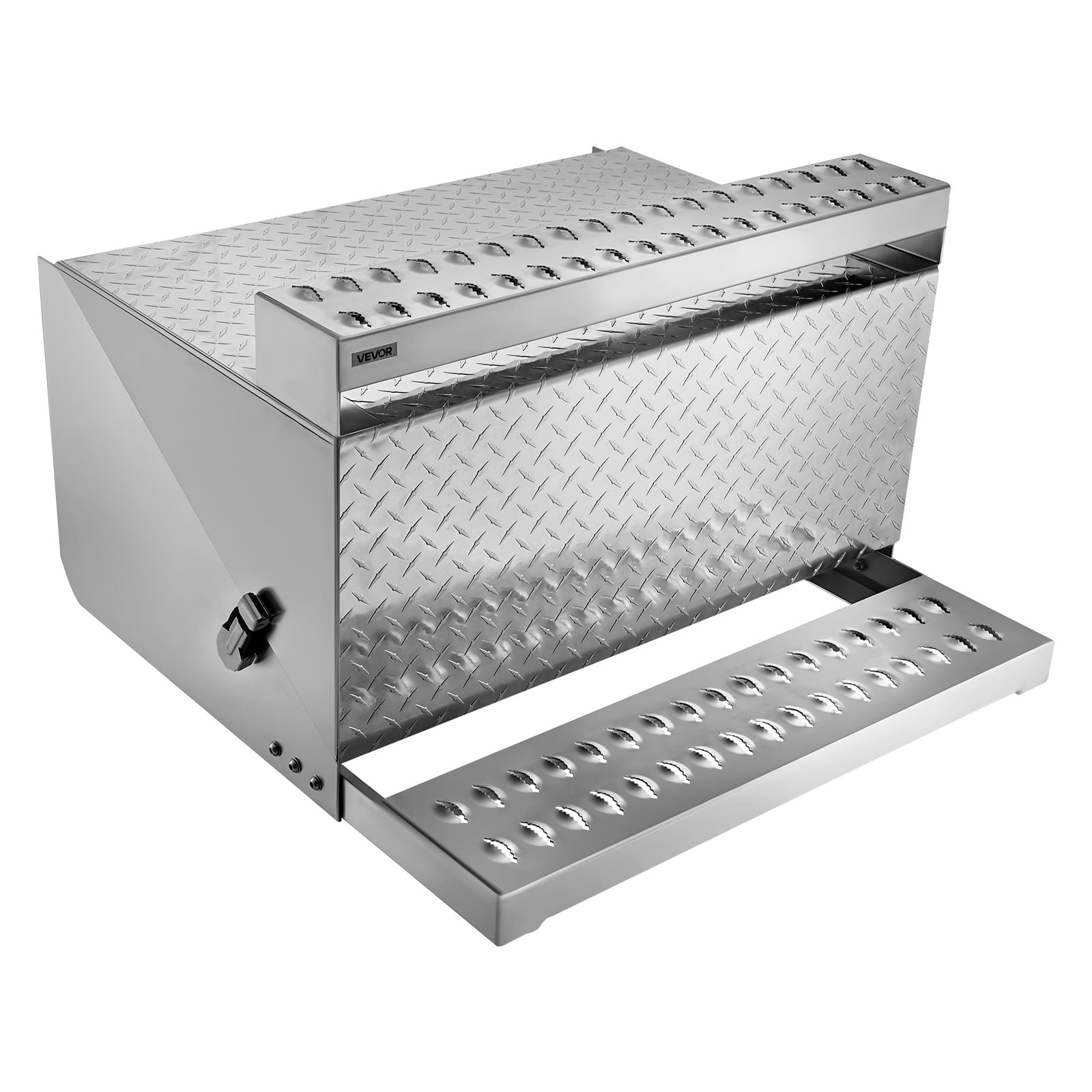 VEVOR - Semi-Truck Step Tool Box, 31" x 30" x 19" Heavy Duty Aluminum Diamond Plate Toolbox, Waterproof Cab Entry Step Storage - Silver