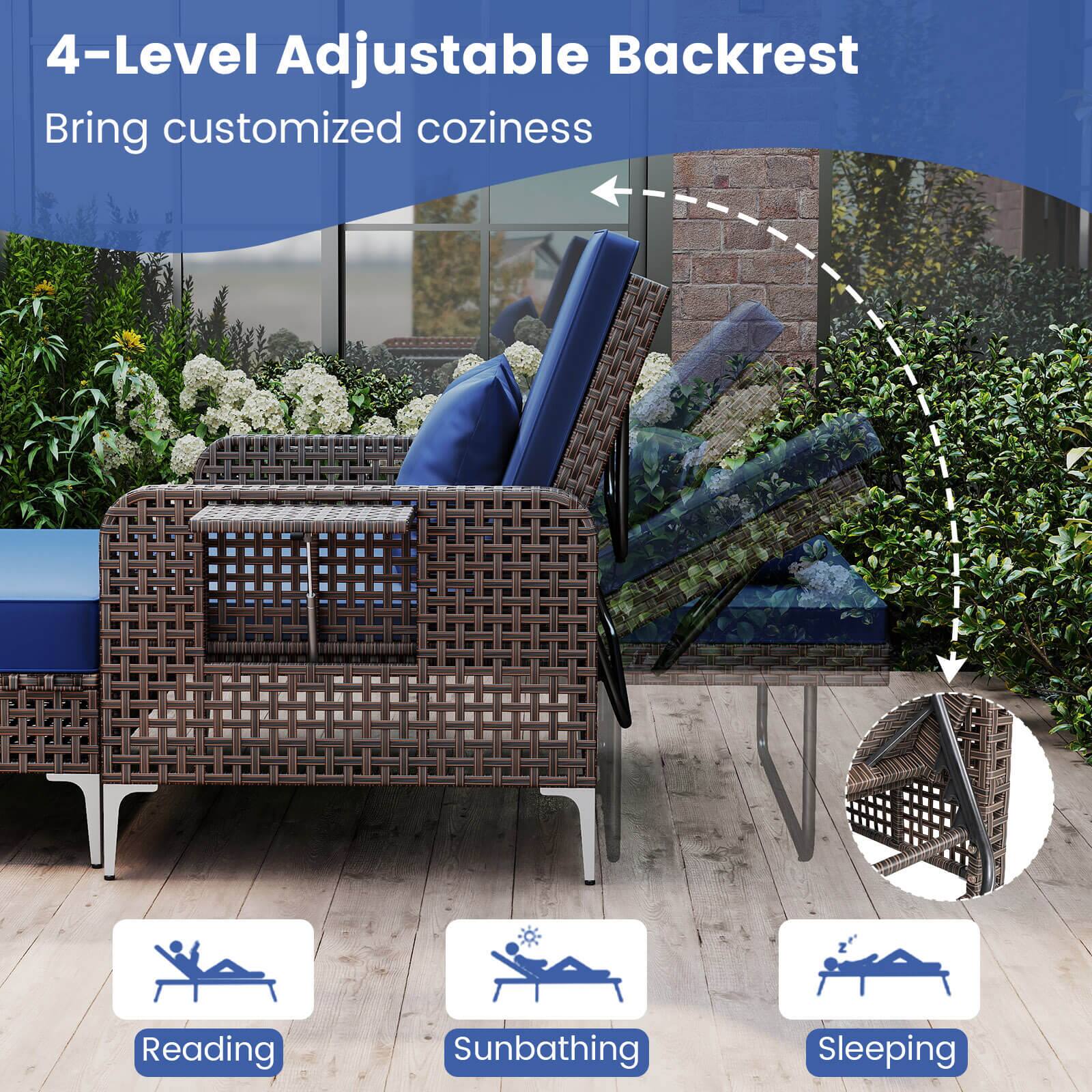 4-Level Adjustable Backrest  
Bring customized coziness  

Reading  
Sunbathing  
Sleeping