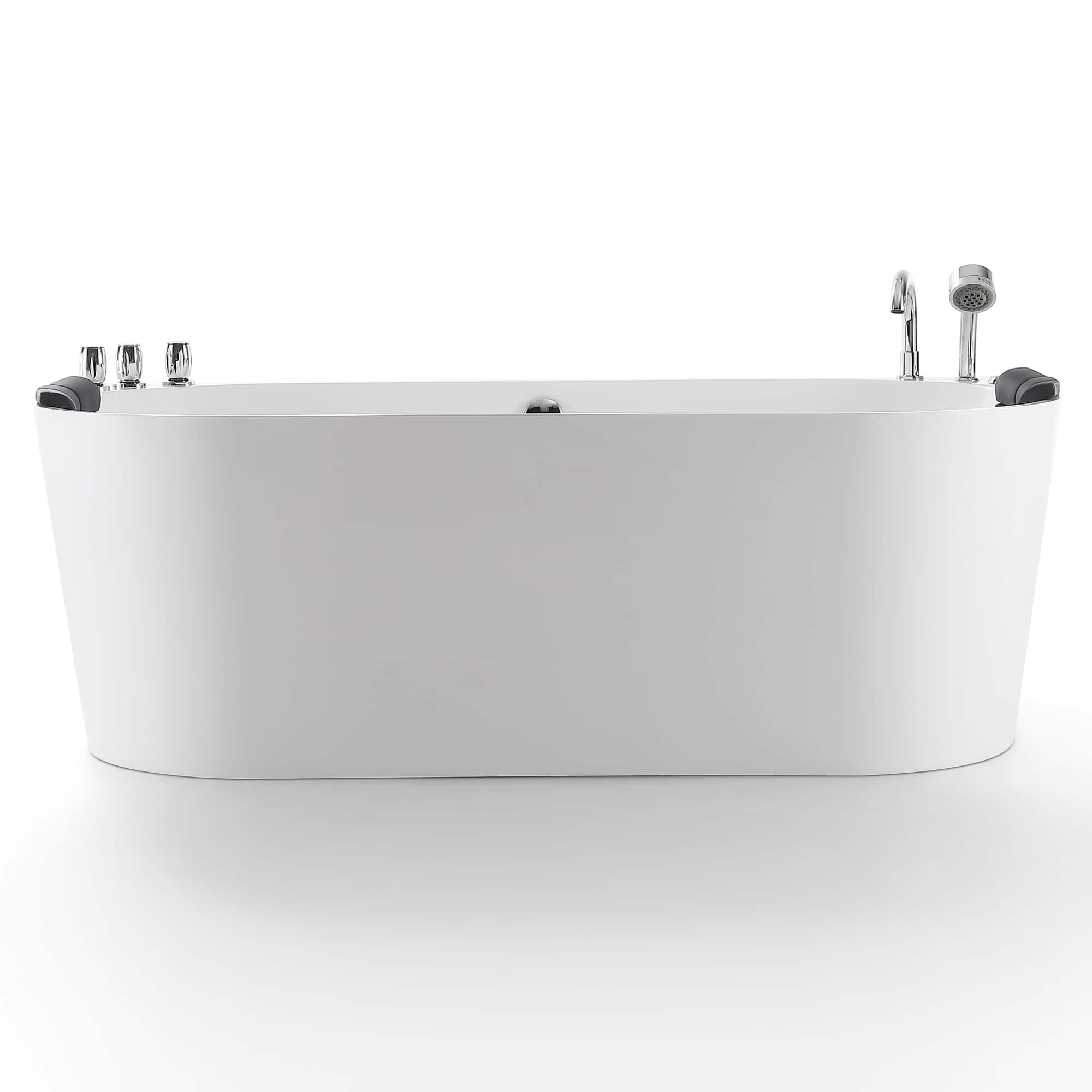 Empava - 71 in. x 31.5 in. Center Drain Freestanding Whirlpool Bathtub Hydrotherapy Jetted Soaking Bath Tub - Tub filler - White