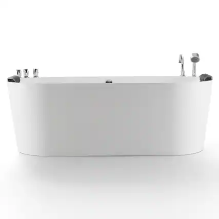 Front. Empava - 71 in. x 31.5 in. Center Drain Freestanding Whirlpool Bathtub Hydrotherapy Jetted Soaking Bath Tub - Tub filler in White - White.