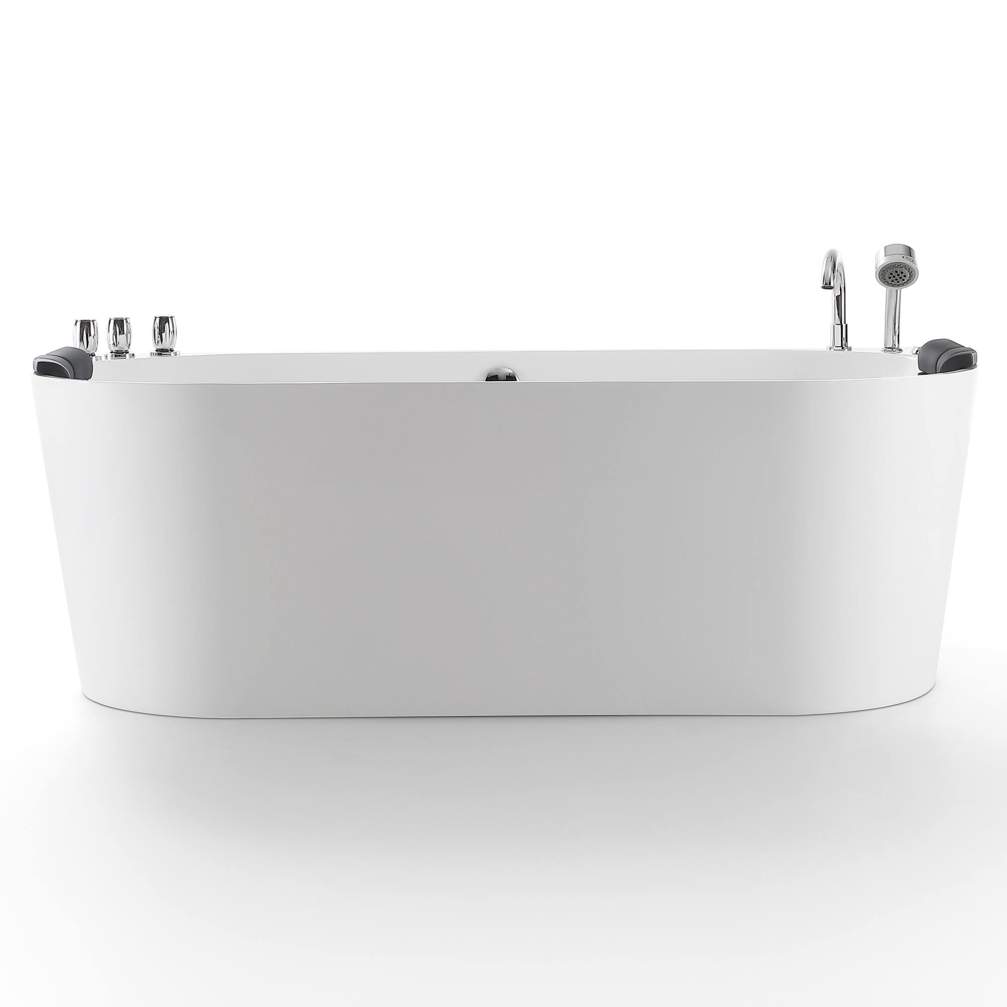 Front. Empava - 71 in. x 31.5 in. Center Drain Freestanding Whirlpool Bathtub Hydrotherapy Jetted Soaking Bath Tub - Tub filler in White - White.