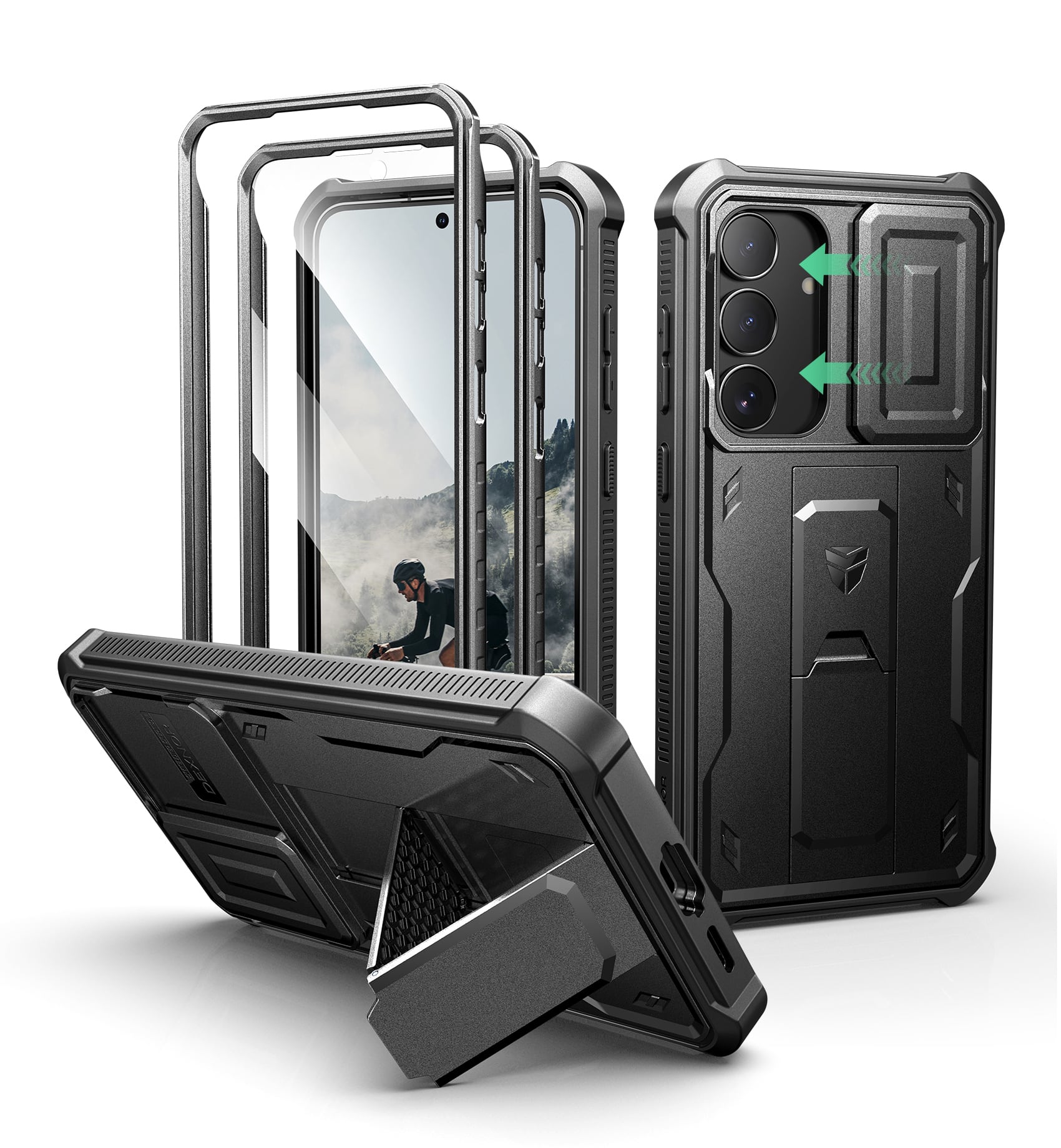 dexnor - Case for Samsung Galaxy S25 FE Heavy-Duty Rugged Case Full-Body Protective Cover(2025),6.7 inch - Black