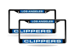 Rico Industries - Los Angeles LA Clippers NBA Black Metal (Set of 2) Laser License Plate Frame Set - Multi