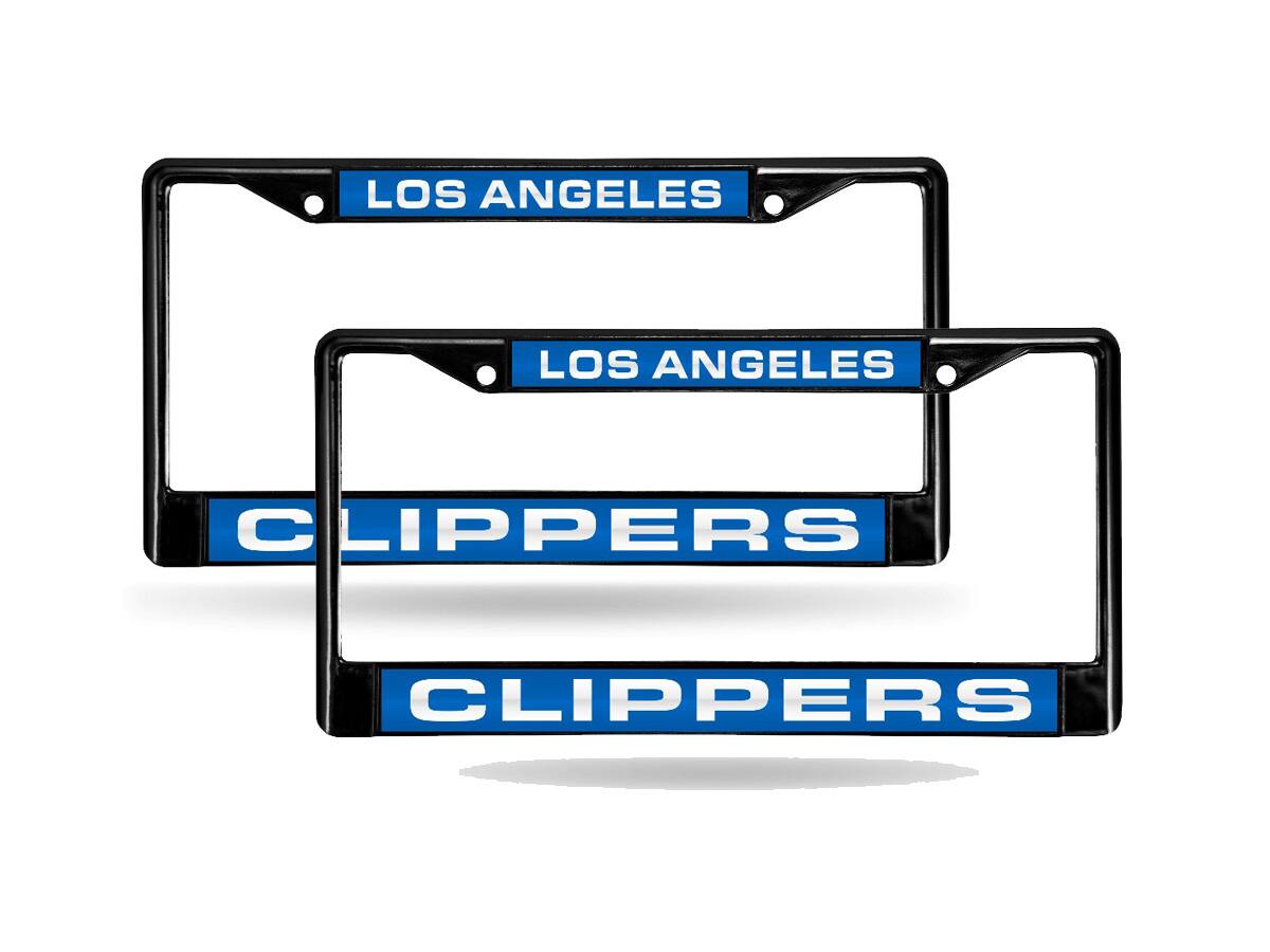 Los Angeles LA Clippers Black Metal (Set of 2) Laser License Plate Frame Set