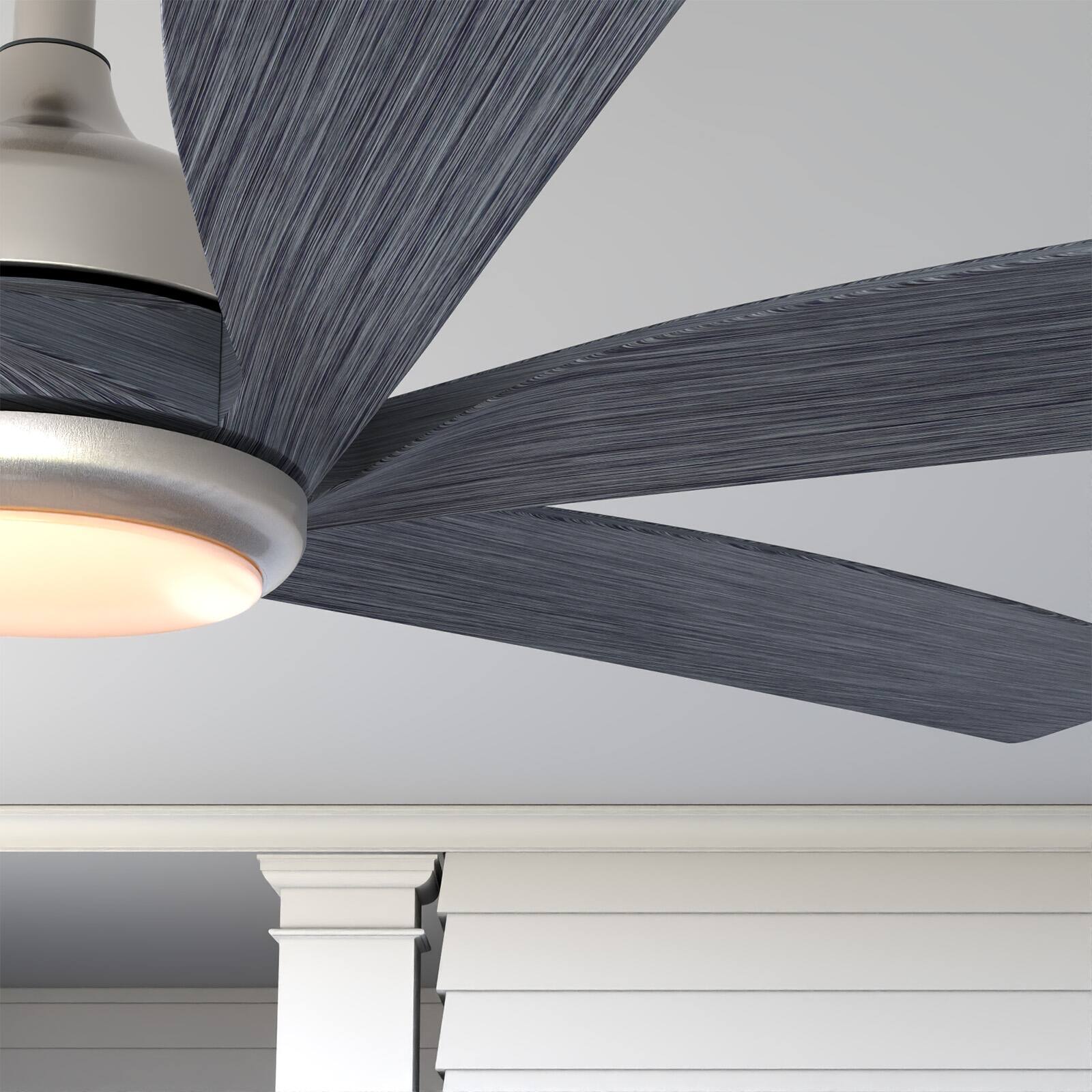 Alt View 5. Siljoy - 64" Modern Silent Ceiling Fan, Reversible DC Motor, 6 Speeds, Timer, Natural Wind, Remote & APP Control, Indoor Outdoor - Brushed Nickel.