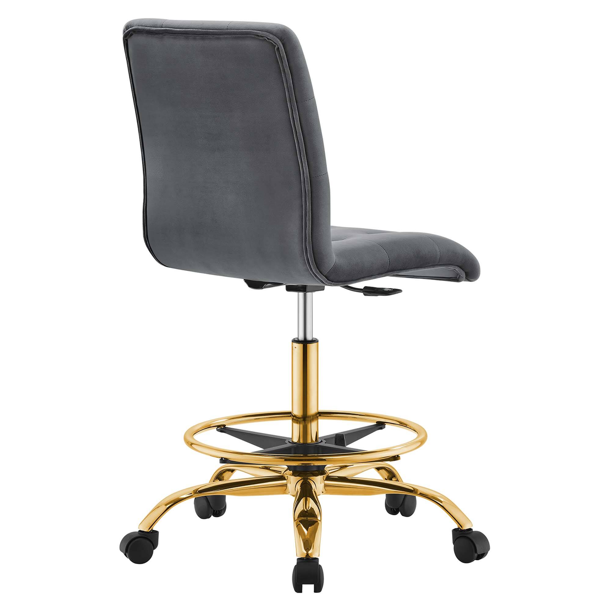 Back. Modway - Prim Armless Performance Velvet Drafting Chair by Modway - Gray.