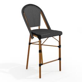 Martha Stewart - Lily Pond All-Weather Stackable Patio Bistro Counter Stool - Black & White/Natural Frame