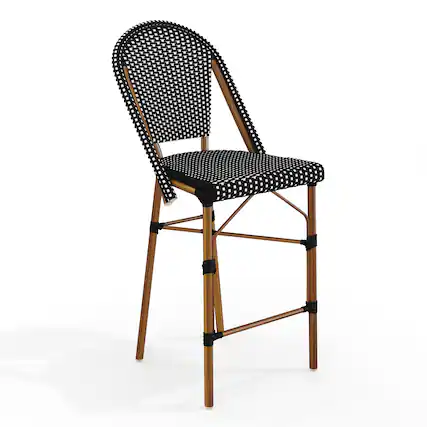 Front. Martha Stewart - Lily Pond All-Weather Stackable Patio Bistro Counter Stool - Black & White/Natural Frame.